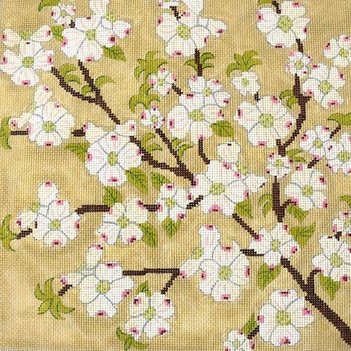 Dogwood Pillow Painted Canvas J. Child Designs 