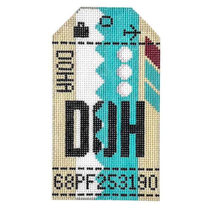 Doha DOH Travel Tag Painted Canvas Hedgehog Needlepoint  - 1