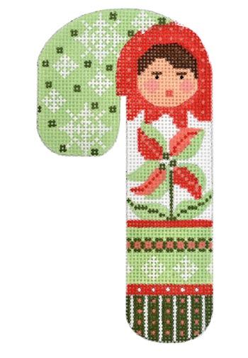 Doll Candy Cane Painted Canvas Danji Designs  - 1