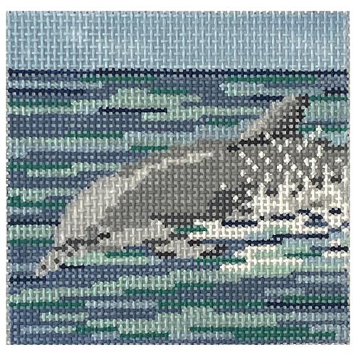 Dolphin Coaster Painted Canvas Needle Crossings  - 1