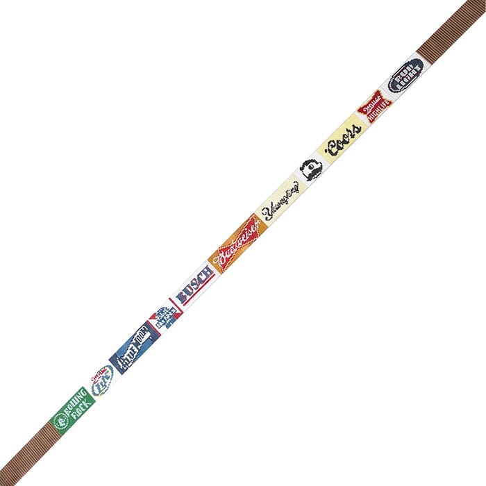 Domestic Beer Labels Belt with Stripes Painted Canvas Susan Battle Needlepoint  - 1