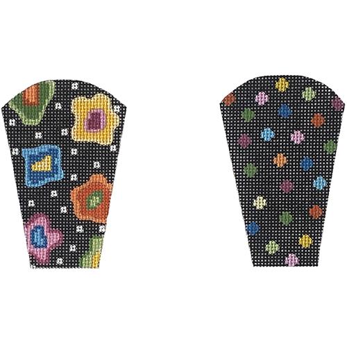 Dotty Floral Scissors Case - Black Background Painted Canvas The Meredith Collection 