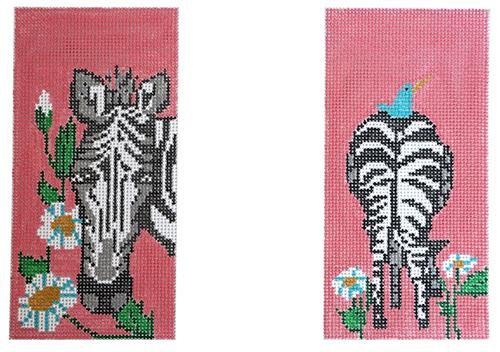 Double Black and White Zebra Eyeglass Case Painted Canvas Anne Fisher Needlepoint LLC 