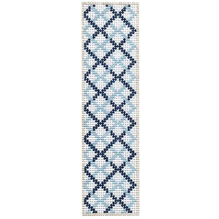 Double Blue lattice Key FOB Painted Canvas Penny Linn Designs  - 1