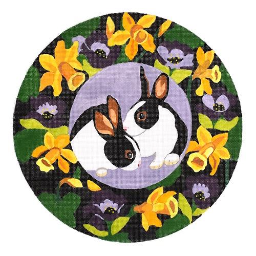 Double Bunny Wreath Painted Canvas Melissa Prince Designs 