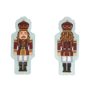 Double Sided Nutcracker Ornament   Maroon Painted Canvas Kirk & Bradley 
