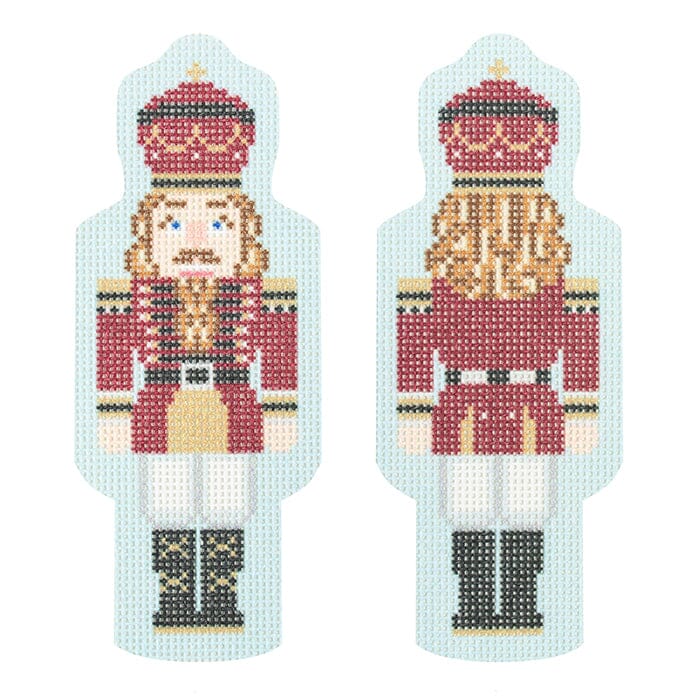 Double-Sided Nutcracker Ornament - Maroon Printed Canvas Needlepoint To Go 