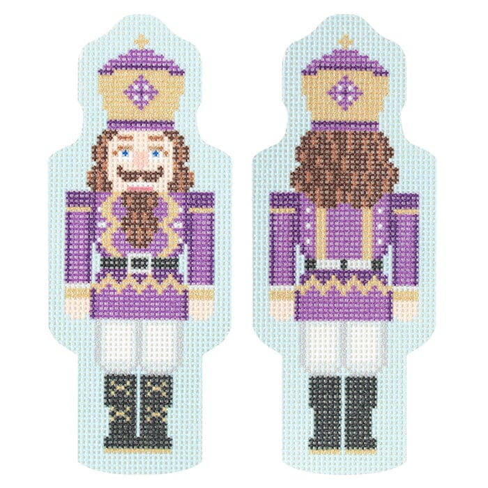Double-Sided Nutcracker Ornament - Purple Printed Canvas Needlepoint To Go 