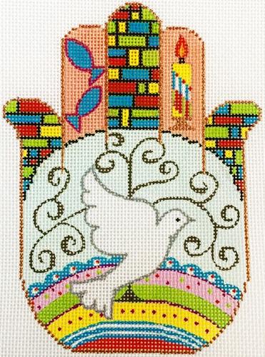 Dove Hamsa Painted Canvas Alice Peterson  - 1