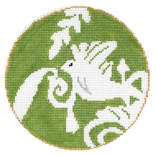 Dove in Green Painted Canvas The Plum Stitchery 