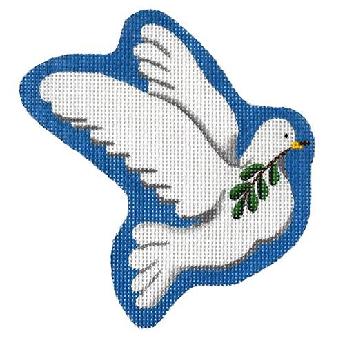 Dove Ornament with Blue Trim Painted Canvas Pepperberry Designs  - 1