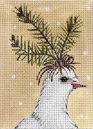 Doves   Evergreen Painted Canvas Vicky Sawyer 
