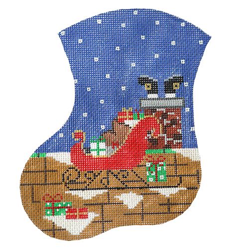 Down the Chimney Mini Stocking Painted Canvas The Meredith Collection  - 1