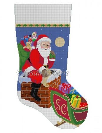 Down the Chimney Stocking Painted Canvas Susan Roberts Needlepoint Designs Inc. 
