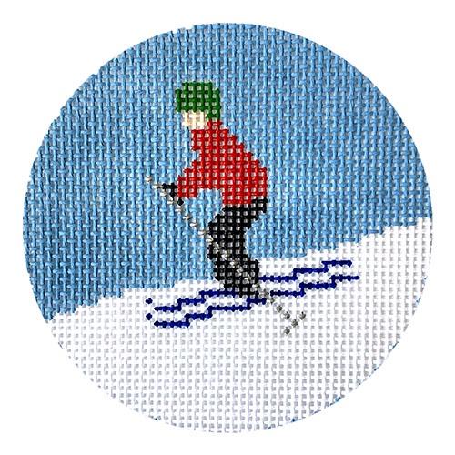 Downhill Skier Painted Canvas SilverStitch Needlepoint  - 1