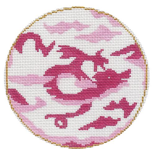 Dragon in Pink Painted Canvas The Plum Stitchery 