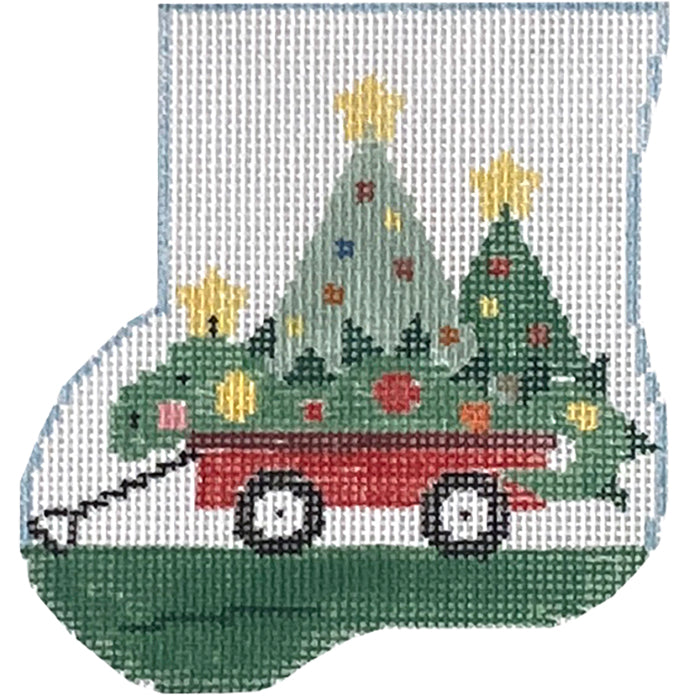 Dragon in Wagon Mini Sock with Dragon Insert Painted Canvas Kathy Schenkel Designs  - 1