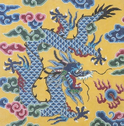 Dragon on Yellow Painted Canvas Lee's Needle Art Inc. 
