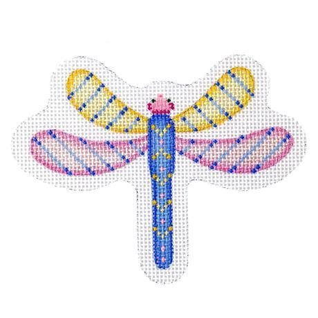 Dragonfly - Blue, Pink & Yellow Painted Canvas Burnett & Bradley 