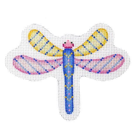 Dragonfly   Blue, Pink & Yellow Painted Canvas Burnett & Bradley  - 1