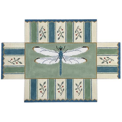Dragonfly on Sage Brick Cover Painted Canvas Susan Roberts Needlepoint Designs Inc. 