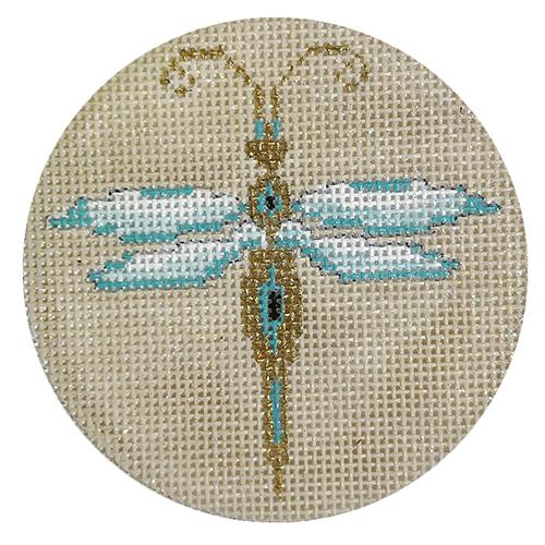 Dragonfly on Sand Round Painted Canvas Funda Scully 