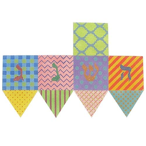 Dreidel - Multi-Colored Painted Canvas Kate Dickerson Needlepoint Collections 