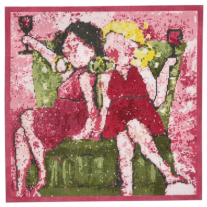 Drinking Ladies Painted Canvas Walker's Needlepoint 