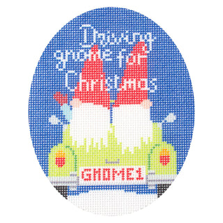 Driving Gnome for Christmas Printed Canvas Needlepoint To Go 
