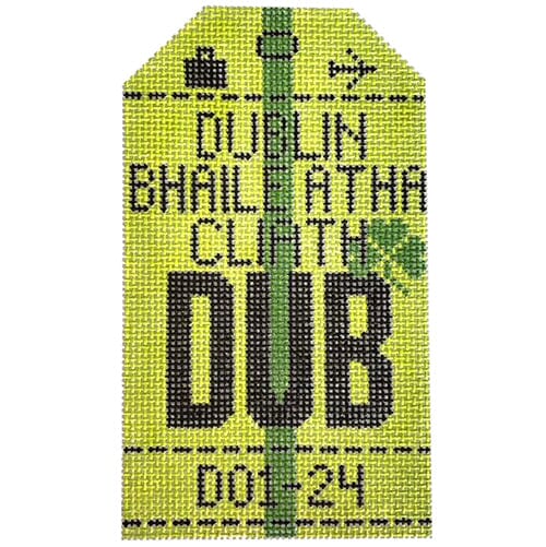 Dublin DUB Vintage Travel Tag Painted Canvas Hedgehog Needlepoint 