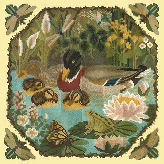 Duck Pond Needlepoint Kit Kits Elizabeth Bradley Design Butter Yellow 
