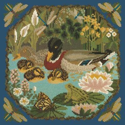 Duck Pond Needlepoint Kit Kits Elizabeth Bradley Design Dark Blue 
