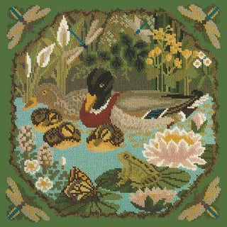 Duck Pond Needlepoint Kit Kits Elizabeth Bradley Design Dark Green 
