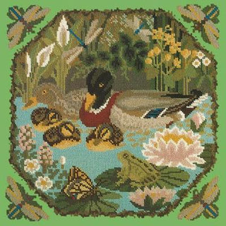 Duck Pond Needlepoint Kit Kits Elizabeth Bradley Design Grass Green 
