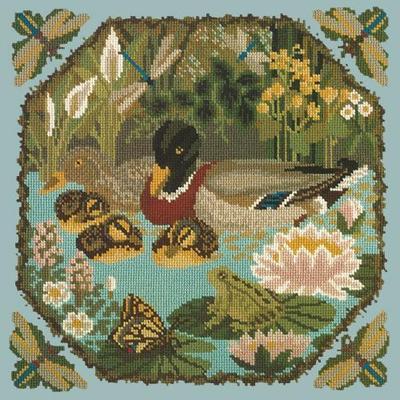 Duck Pond Needlepoint Kit Kits Elizabeth Bradley Design Pale Blue 
