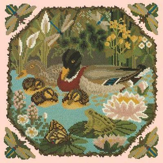 Duck Pond Needlepoint Kit Kits Elizabeth Bradley Design Salmon Pink 
