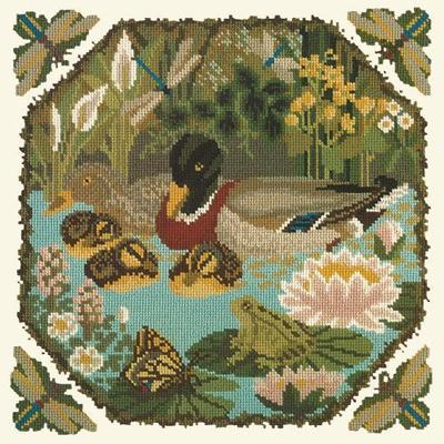 Duck Pond Needlepoint Kit Kits Elizabeth Bradley Design Winter White 
