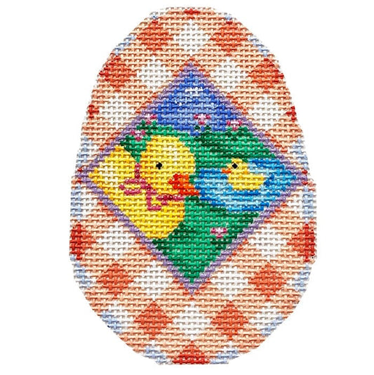 Ducks Scenic/Gingham Egg Painted Canvas Associated Talents 