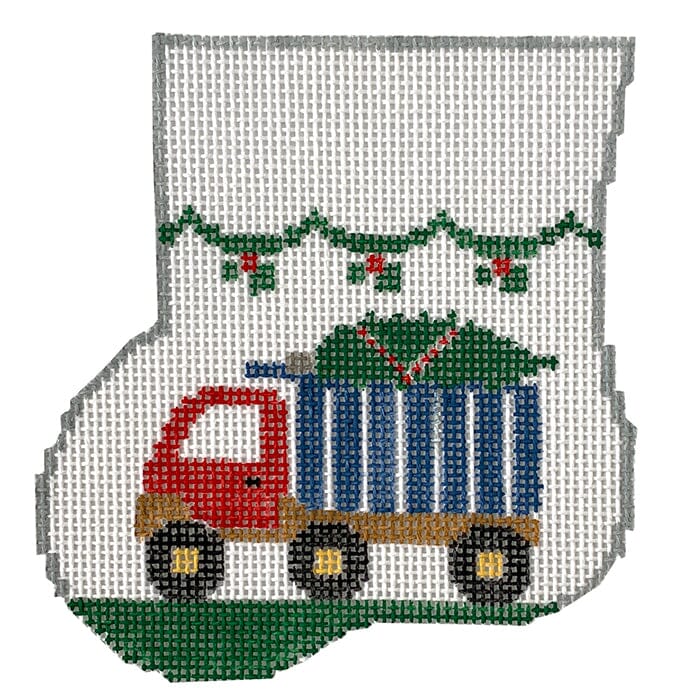 Dump Truck Mini Sock Painted Canvas Kathy Schenkel Designs 