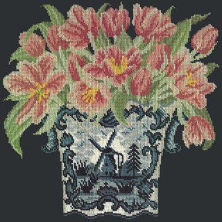 Dutch Tulips Needlepoint Kit Kits Elizabeth Bradley Design Black 
