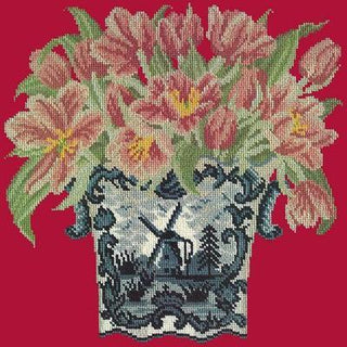 Dutch Tulips Needlepoint Kit Kits Elizabeth Bradley Design Bright Red 
