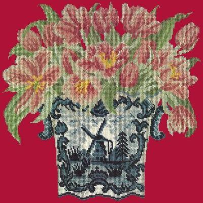 Dutch Tulips Needlepoint Kit Kits Elizabeth Bradley Design Bright Red 
