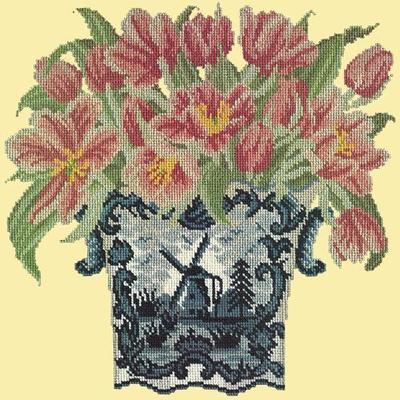 Dutch Tulips Needlepoint Kit Kits Elizabeth Bradley Design Butter Yellow 
