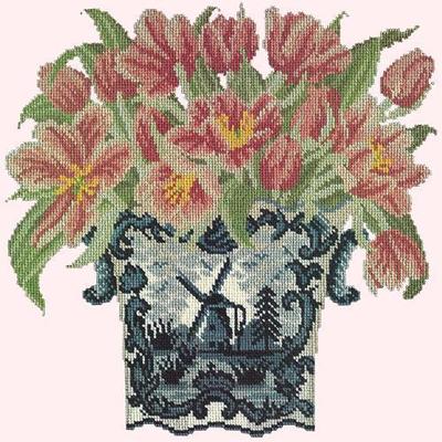 Dutch Tulips Needlepoint Kit Kits Elizabeth Bradley Design Cream 
