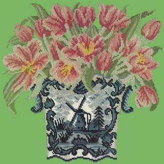 Dutch Tulips Needlepoint Kit Kits Elizabeth Bradley Design Grass Green 
