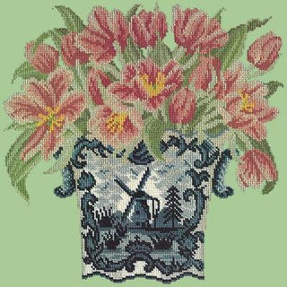 Dutch Tulips Needlepoint Kit Kits Elizabeth Bradley Design Pale Green 
