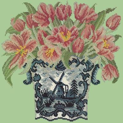 Dutch Tulips Needlepoint Kit Kits Elizabeth Bradley Design Pale Green 
