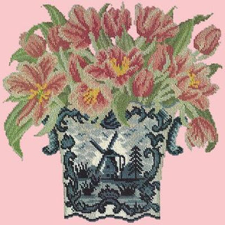 Dutch Tulips Needlepoint Kit Kits Elizabeth Bradley Design Pale Rose 

