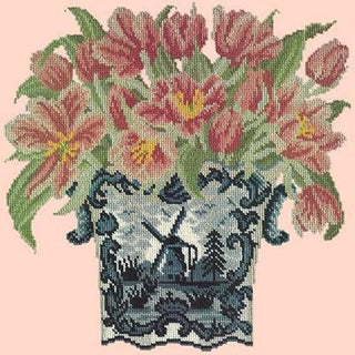 Dutch Tulips Needlepoint Kit Kits Elizabeth Bradley Design Salmon Pink 
