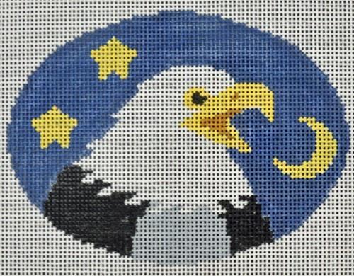 Eagle Oval Painted Canvas Kathy Schenkel Designs  - 1